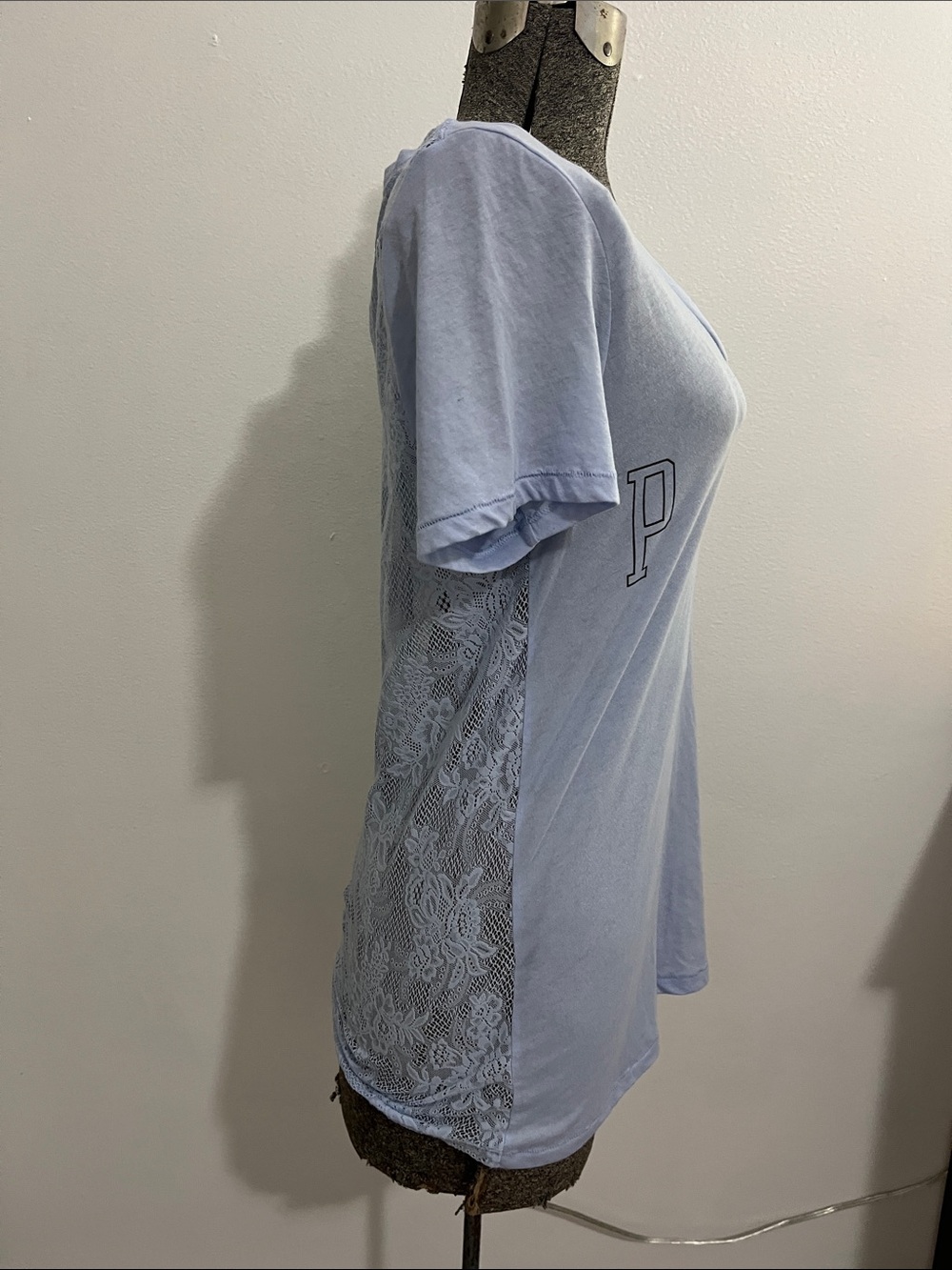PINK Victoria's Secret Light Blue V-Neck Logo Tee - Picture 2 of 5